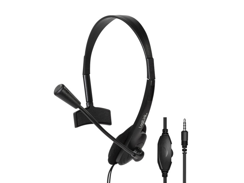 LogiLink Casque mono, avec microphone, prise jack 3,5 mm
