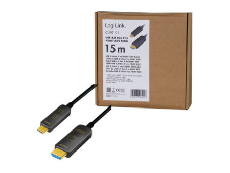 LogiLink Câble de fibre optique hybride USB-C AOC, 15 m