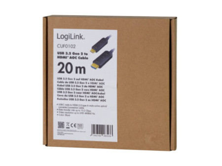 LogiLink Câble de fibre optique hybride USB-C AOC, 20 m