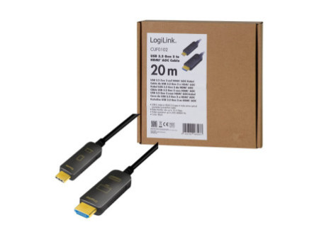 LogiLink Câble de fibre optique hybride USB-C AOC, 20 m