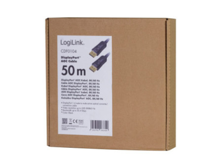 LogiLink Câble de fibre optique hybride Display Port AOC,50m