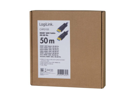 LogiLink Câble de fibre optique hybride HDMI AOC, 50 m