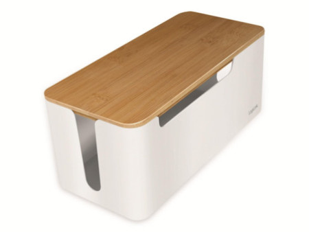 LogiLink Boîte à câble, avec couvercle en bambou, blanc