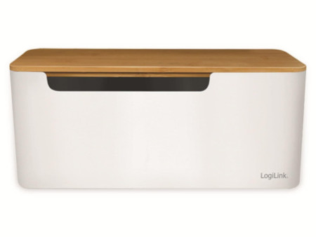 LogiLink Boîte à câble, avec couvercle en bambou, blanc