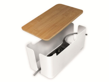 LogiLink Boîte à câble, avec couvercle en bambou, blanc