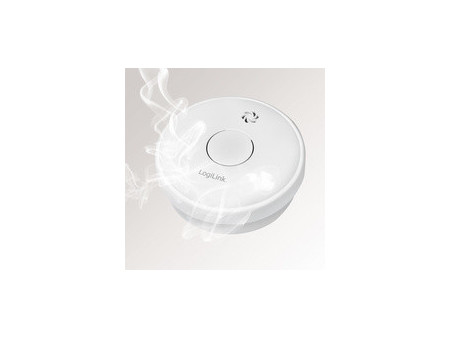 LogiLink Détecteur de fumée, pile zinc-carbone 9V incl,blanc