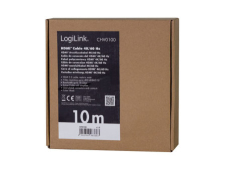 LogiLink Câble HDMI 2.0, fiche mâle A - mâle A, AMP, 10 m