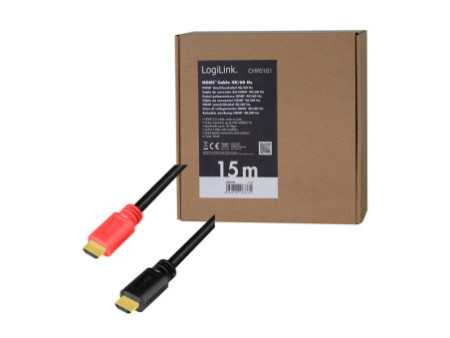 LogiLink Câble HDMI 2.0, fiche mâle A - mâle A, AMP, 15 m