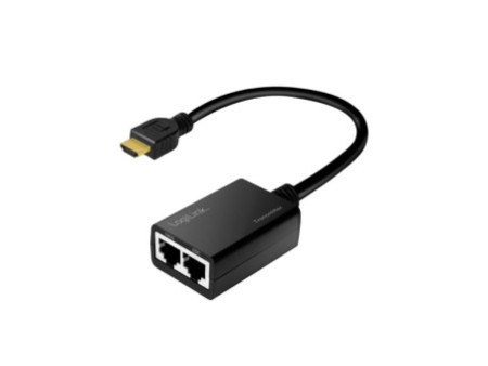 LogiLink Kit d'extension HDMI via LAN, pigtail, 30 m, noir