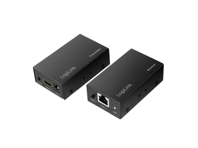 LogiLink Kit d'extension HDMI via LAN, POC/IR, 60 m, noir