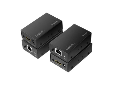 LogiLink Kit d'extension HDMI via LAN, POC/IR, 60 m, noir