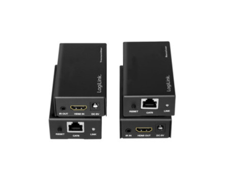 LogiLink Kit d'extension HDMI via LAN, POC/IR, 60 m, noir