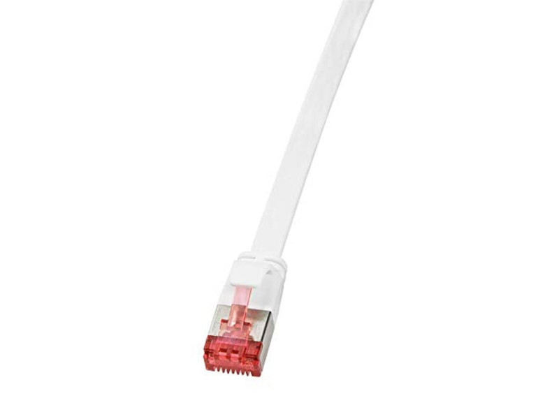 LogiLink Câble patch plat U/FTP, Cat.6A, 0,25 m, blanc
