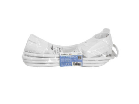 LogiLink Rallonge électrique avec prise de terre, 3 m, blanc