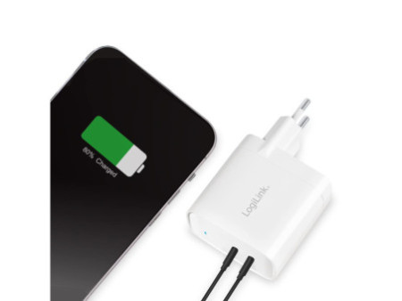 LogiLink Adaptateur de prise USB, 2x USB-C PD, 40 W, blanc