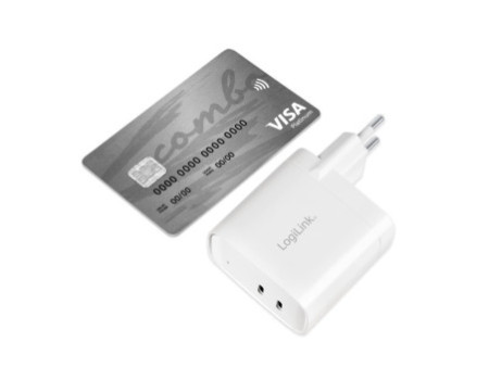 LogiLink Adaptateur de prise USB, 2x USB-C PD, 40 W, blanc