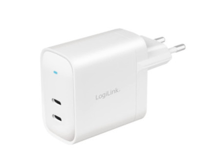 LogiLink Adaptateur de prise USB, 2x USB-C PD, 40 W, blanc