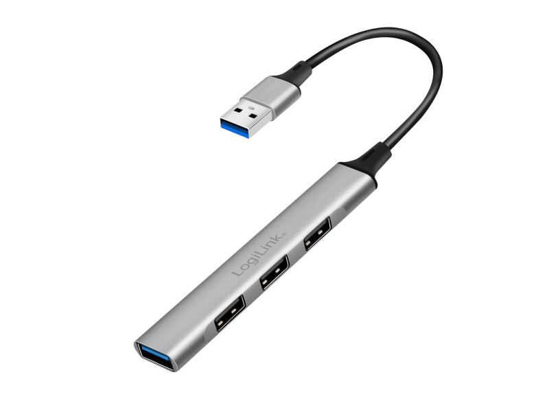 LogiLink Slim Hub USB 3.0, 4 ports, boîtier aluminium, gris
