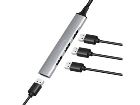 LogiLink Slim Hub USB 3.2 Gen 1, 4 ports, boîtier aluminium
