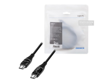 LogiLink Câble de chargement USB 2.0, C mâle - C mâle, 1,0 m