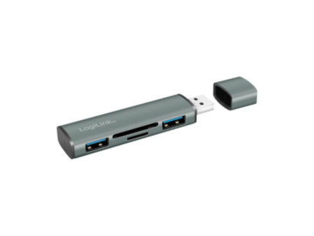 LogiLink Hub USB 3.2 Gen2, avec lecteur de carte, 2 ports