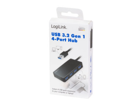 LogiLink Hub USB 3.2 Gen1 4 ports, noir