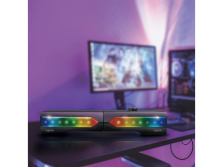LogiLink Barre de son lumineuse mobile, noir