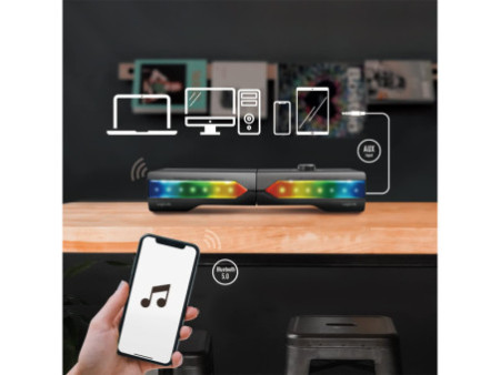 LogiLink Barre de son lumineuse mobile, noir
