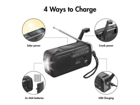 LogiLink Radio dynamo, panneau solaire & lampe de poche