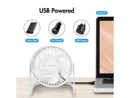 LogiLink Ventilateur de bureau USB, 40 dB, blanc