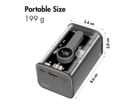 LogiLink Powerbank avec écran, 10.000 mAh, noir