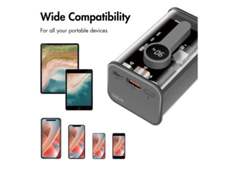 LogiLink Powerbank avec écran, 10.000 mAh, noir