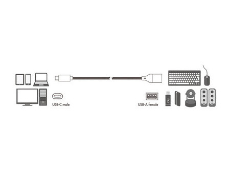 LogiLink Câble adaptateur USB 3.2, USB-C mâle USB-A femelle