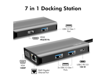 LogiLink Station d'accueil USB 3.2 (Gen 1), USB-C, 7 ports