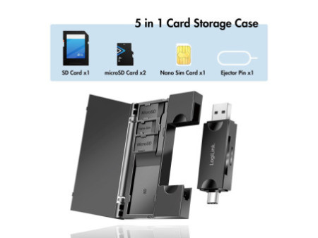 LogiLink Lecteur de cartes USB 3.2 Gen1, avec rangement