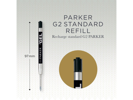 PARKER Recharge QUINK Gel ECO, tracé: M, blister de 2, noir