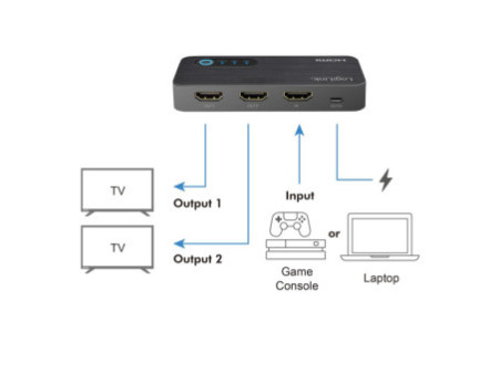 LogiLink Répartiteur HDMI 4K/60 Hz HDMI, 1x2, noir
