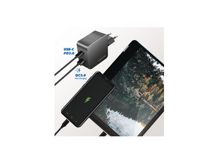 LogiLink Chargeur secteur USB, 1 USB-A, 1 USB-C, 45 watts