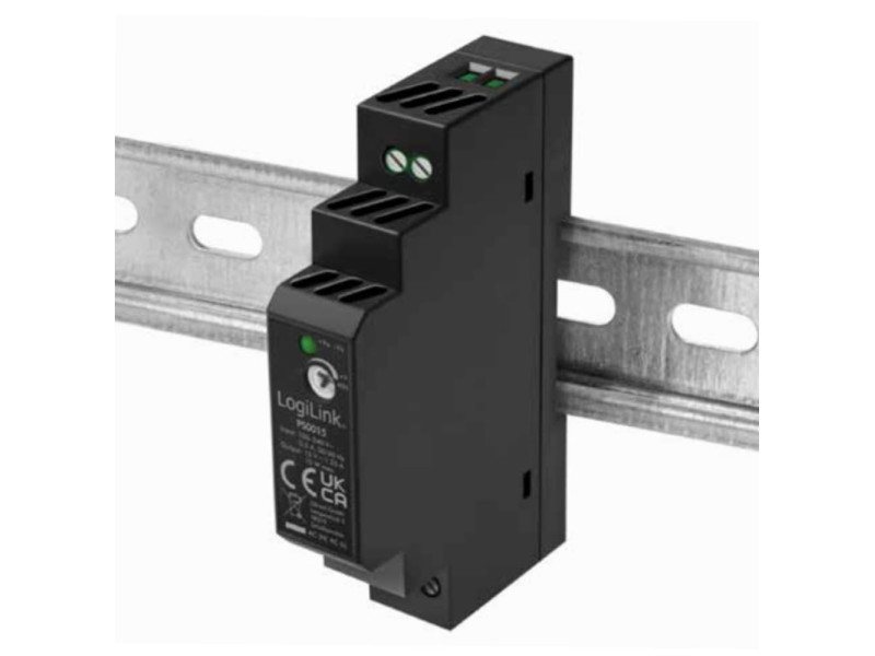 LogiLink Bloc d'alimentation pour rail DIN, 15 W, 12 V, noir