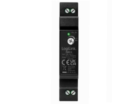 LogiLink Bloc d'alimentation pour rail DIN, 15 W, 12 V, noir