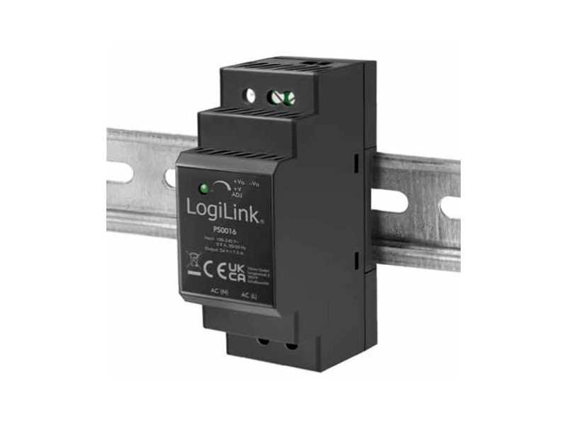 LogiLink Bloc d'alimentation pour rail DIN, 36 W, 24 V, noir