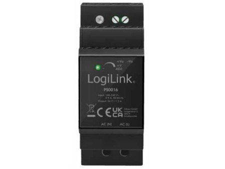 LogiLink Bloc d'alimentation pour rail DIN, 36 W, 24 V, noir