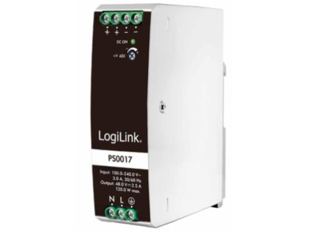 LogiLink Bloc d'alimentation pour rail DIN, 120W, 24V, blanc