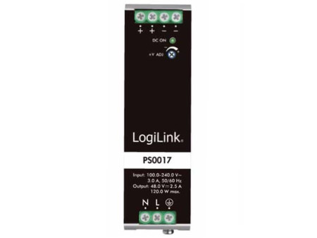 LogiLink Bloc d'alimentation pour rail DIN, 120W, 24V, blanc