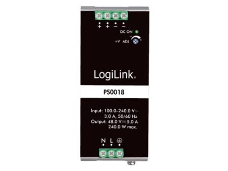 LogiLink Bloc d'alimentation pour rail DIN, 240W, 48V, blanc