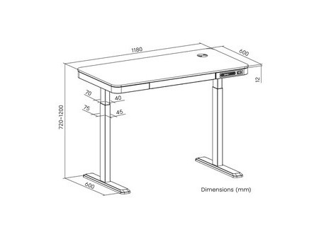 LogiLink Bureau assis-debout, hauteur réglable, électrique