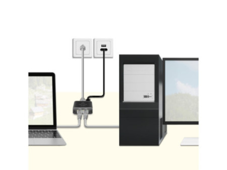 LogiLink Répartiteur Gigabit Ethernet, RJ45/USB-C - 2x RJ45