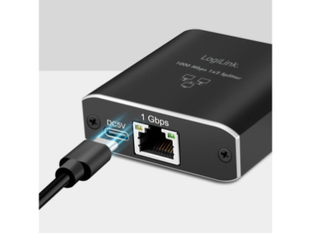 LogiLink Répartiteur Gigabit Ethernet, RJ45/USB-C - 2x RJ45