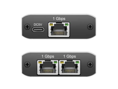 LogiLink Répartiteur Gigabit Ethernet, RJ45/USB-C - 2x RJ45