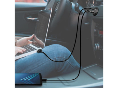 LogiLink Chargeur adaptateur allume-cigare, USB-A & USB-C